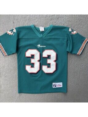 Vintage 90s Miami Dolphins Karim Abdul-Jabbar #33 Logo 7 Jersey YOUTH Medium